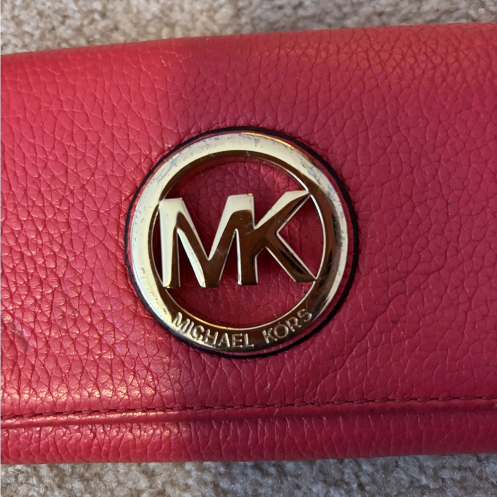 Michael Kors Cherry Red Wallet with Gold Logo - Picture 5 of 5